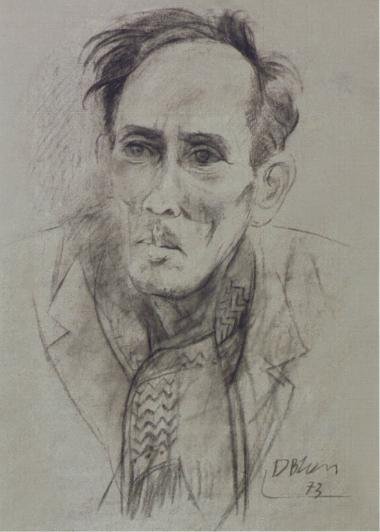 Portrait of Bui Xuan Phai_ painted with charcoal by Duong Bich Lien