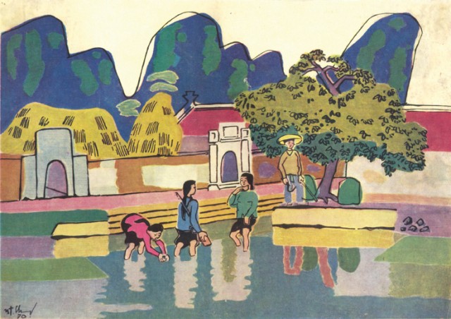 Sai Son Landscape (Colored woodcut, 1970)
