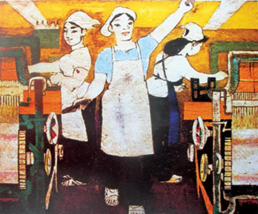 The painting "Dissolution - women go to the market to enter the contest for skilled workers"