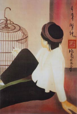 The silk painting of painter Nguyen Phan Chanh