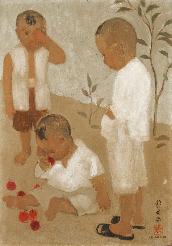 The painting "Three boys" was fetched 500,000 HKD at Sotheby’s art auction house.
