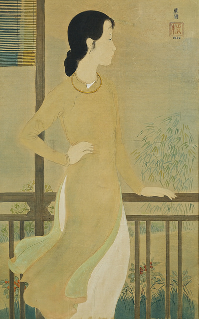 The painting “Woman on the balcony”, 1940, was sold for 600,000 HKD (nearly 1.7 billion VND) at auction.