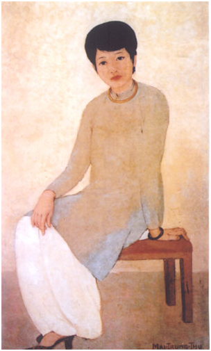 Young woman - oil painting 1930 - Mai Trung Thu